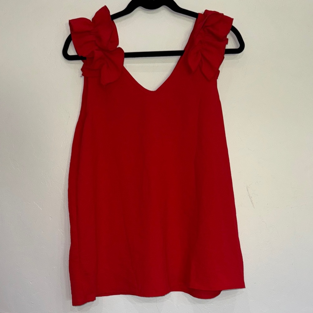 Entro Vibrant Red Ruffle Tank Top NWT
